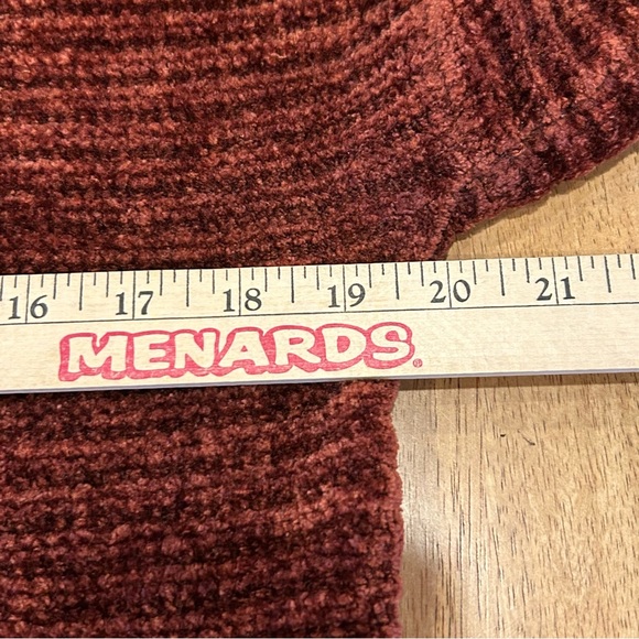 Pink Rose Juniors Burgundy Rust Loose Soft Velour Oversized Cropped Sweater S - Picture 7 of 8